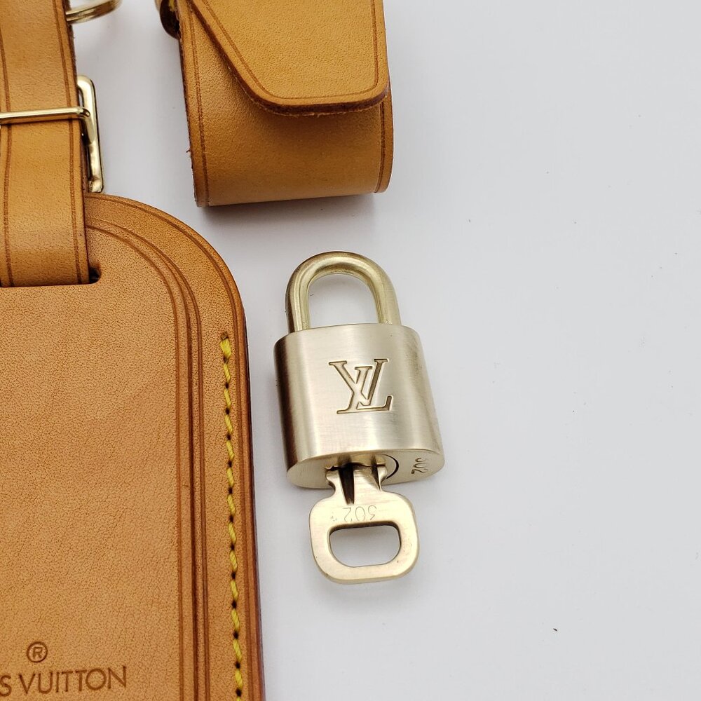 Authentic Louis Vuitton Luggage Nametag and Gold Padlock with Unbranded Keycharm - Picture 4 of 8